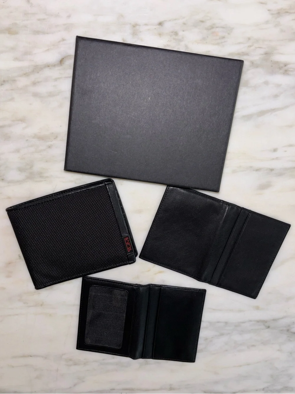 TUMI Alpha Ballistic Nylon Leather 3 Piece Bifold Wallet Gift Set w/ Box Black
